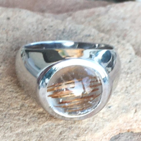 Rutilated Quartz .925 Silver Ring Natural Gemstone Size 5 - Picture 6 of 16
